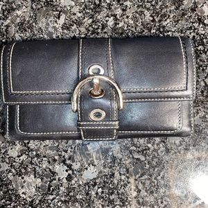 Black coach silver buckle wallet